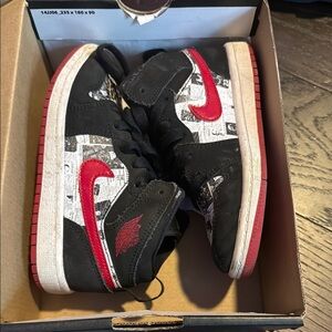 Stylish Kids' Black and Red Sneakers